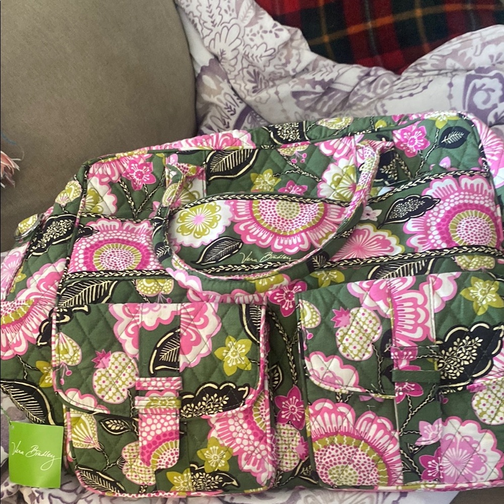 Vera Bradley Green and Pink Floral Women's Bag